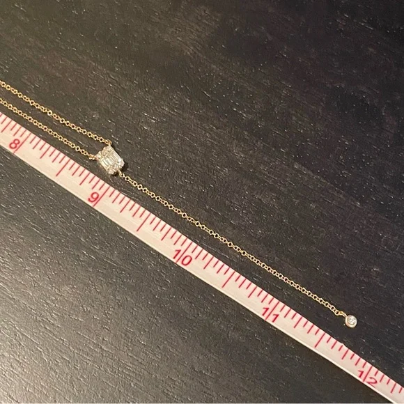 ⭐️14K Rose Gold⭐️Diamond Lariat Necklace - Picture 5 of 12